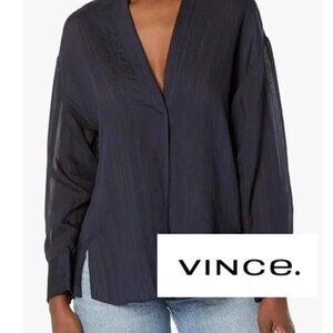 Vince Dark Navy Blue Women's Silk Blouse sz large